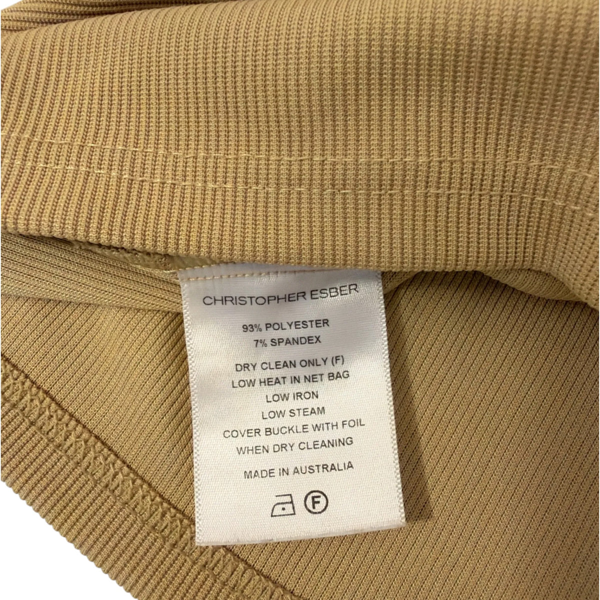 Christopher Esber Ribbed Crystal Cut Out Tank Top Camel Size AU8 Pre-Loved