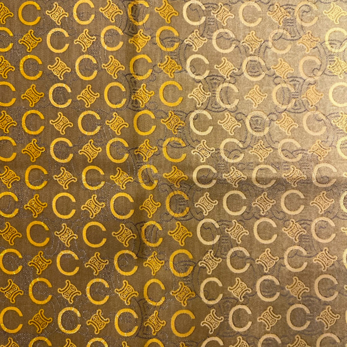 Celine Signature Logo Cotton & Silk Scarf  Golden Brown Gradient