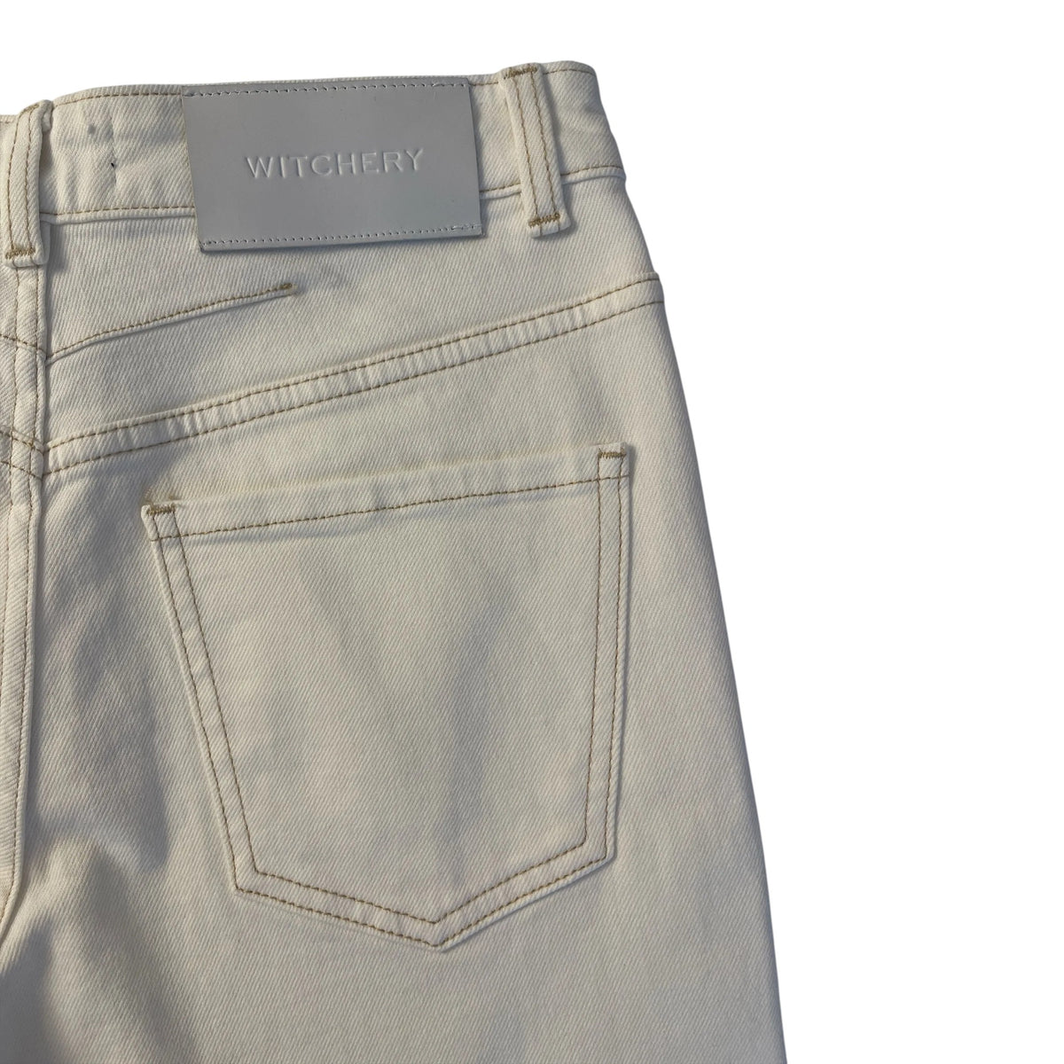 Witchery High Rise Relaxed Leg Ankle Grazer Jeans  Parchment Ivory AU8