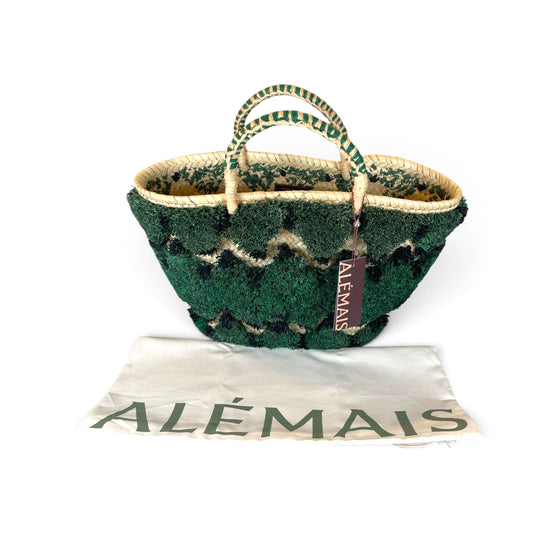 Alémais Geo Tufted Raffia Maxi Basket Bag Green