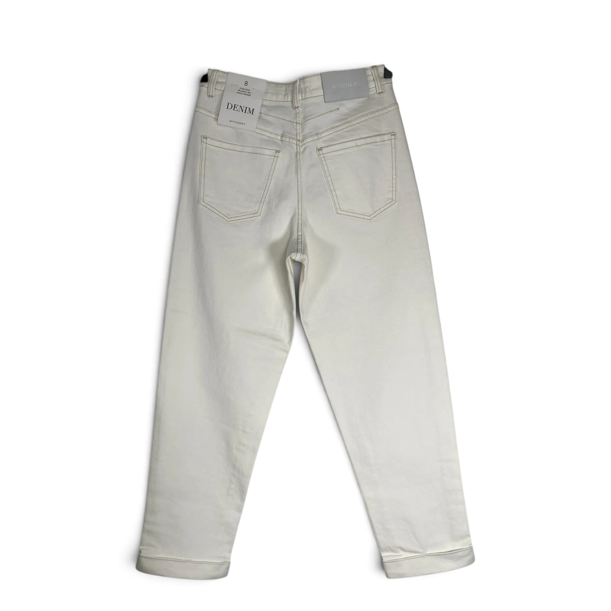 Witchery High Rise Relaxed Leg Ankle Grazer Jeans  Parchment Ivory AU8