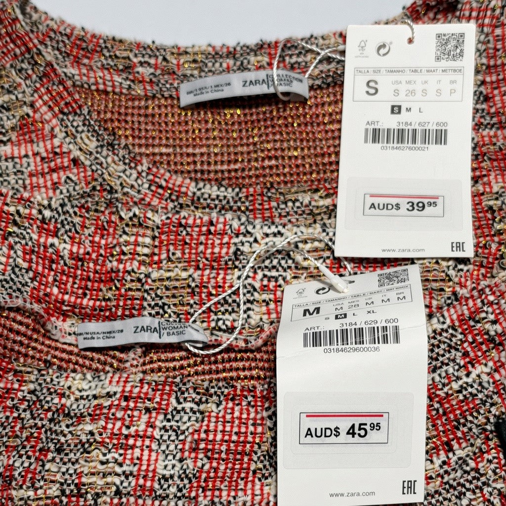 Zara Textured Metallic Two Piece Top & Trousers Set S/M