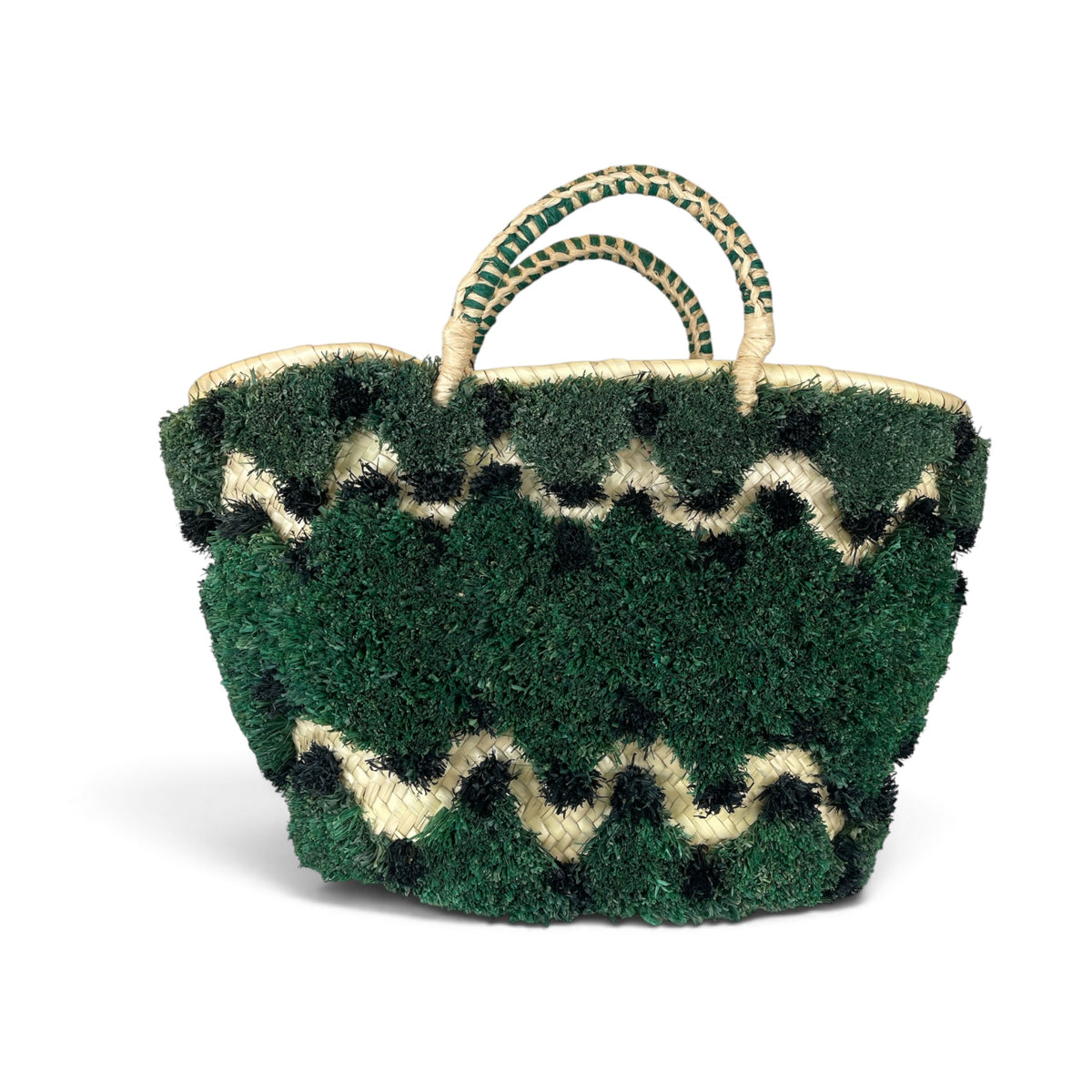 Alémais Geo Tufted Raffia Maxi Basket Bag Green