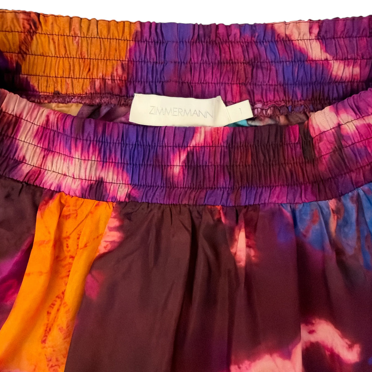 Zimmermann Acadian Relaxed Silk Shirt and Midi Skirt Set Tie Dye Multi Shirt Size0 /AU8 Skirt Size1 /AU10 Pre-Loved