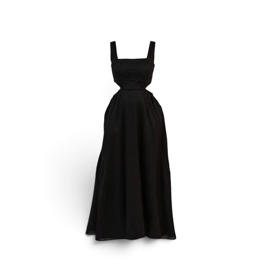 Dissh Joey Linen Dress Black Size AU8 Pre-loved